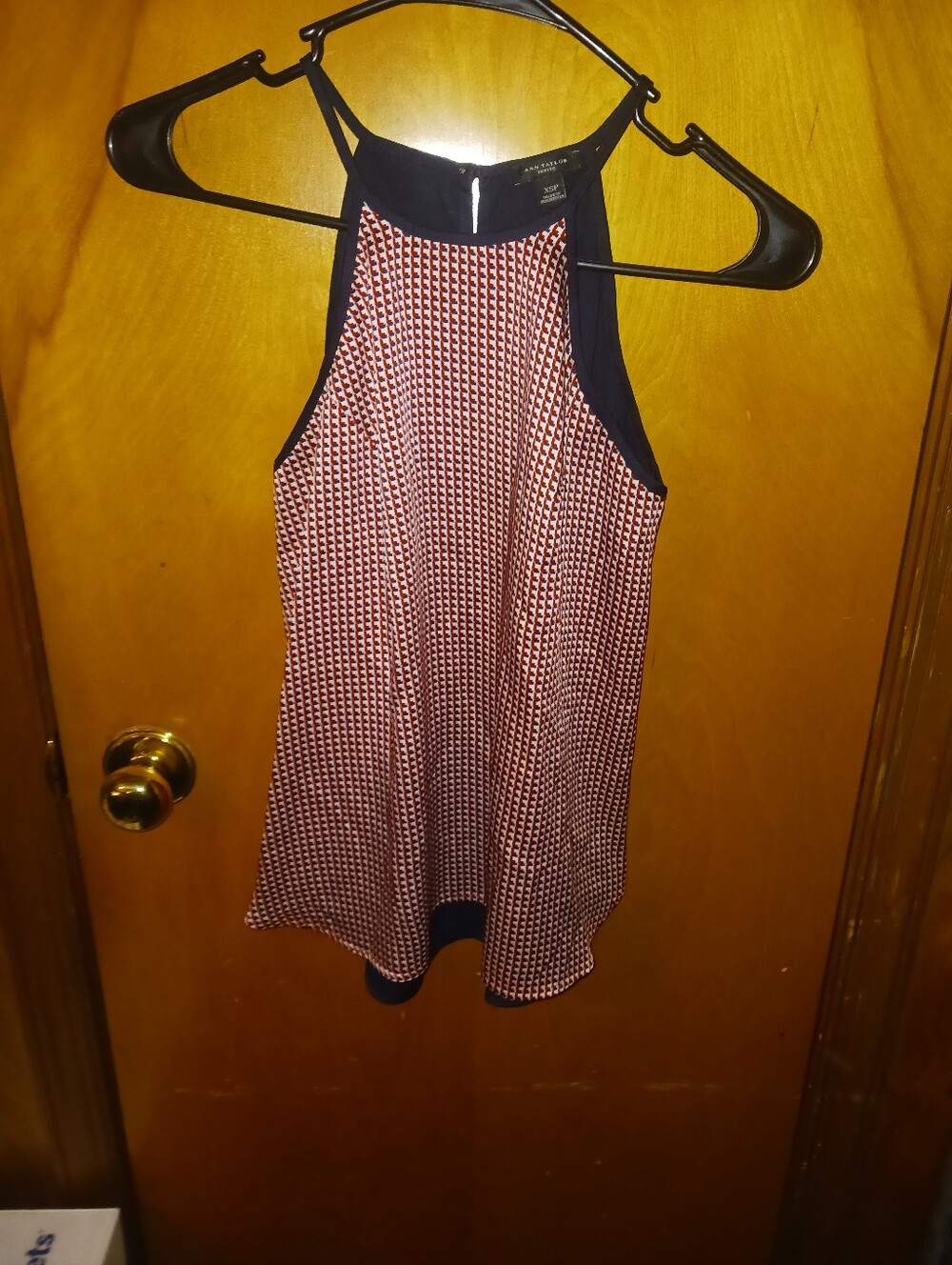 Ann Taylor Navy and Red Patterned Camisole